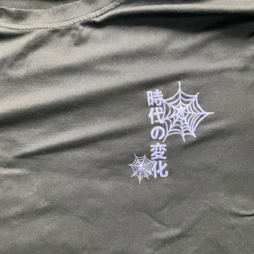 Romwe XXL BLK Graphic Tee Anatomical Heart Skeleton Japanese Kanji Grunge Goth - Picture 7 of 9